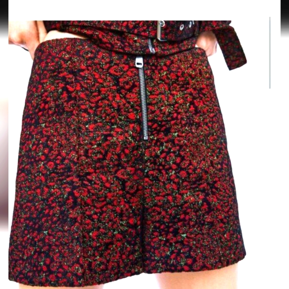 Zara Basic Red / Black Flat Panel Jacquard Dressy… - image 1